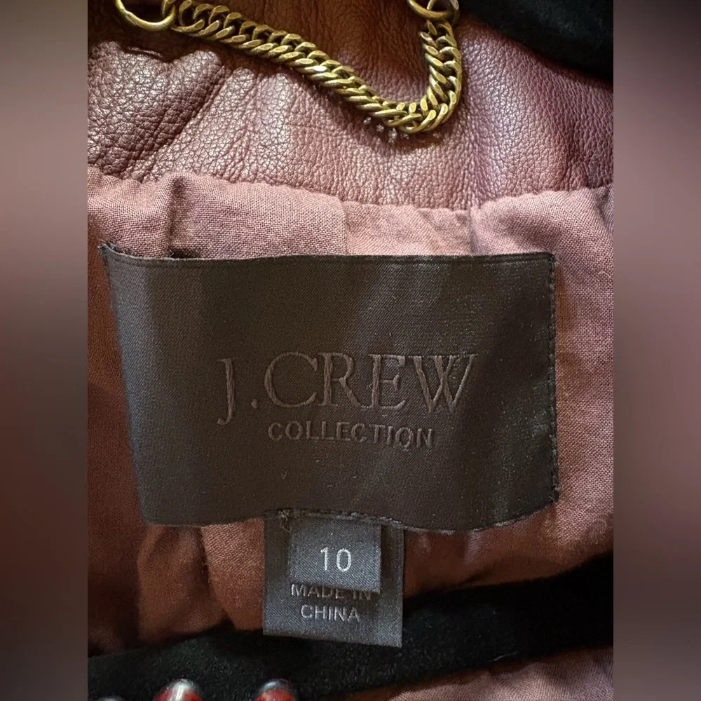 J. Crew Collection Leather Jacket oxblood - sz 10 - Picture 5 of 7
